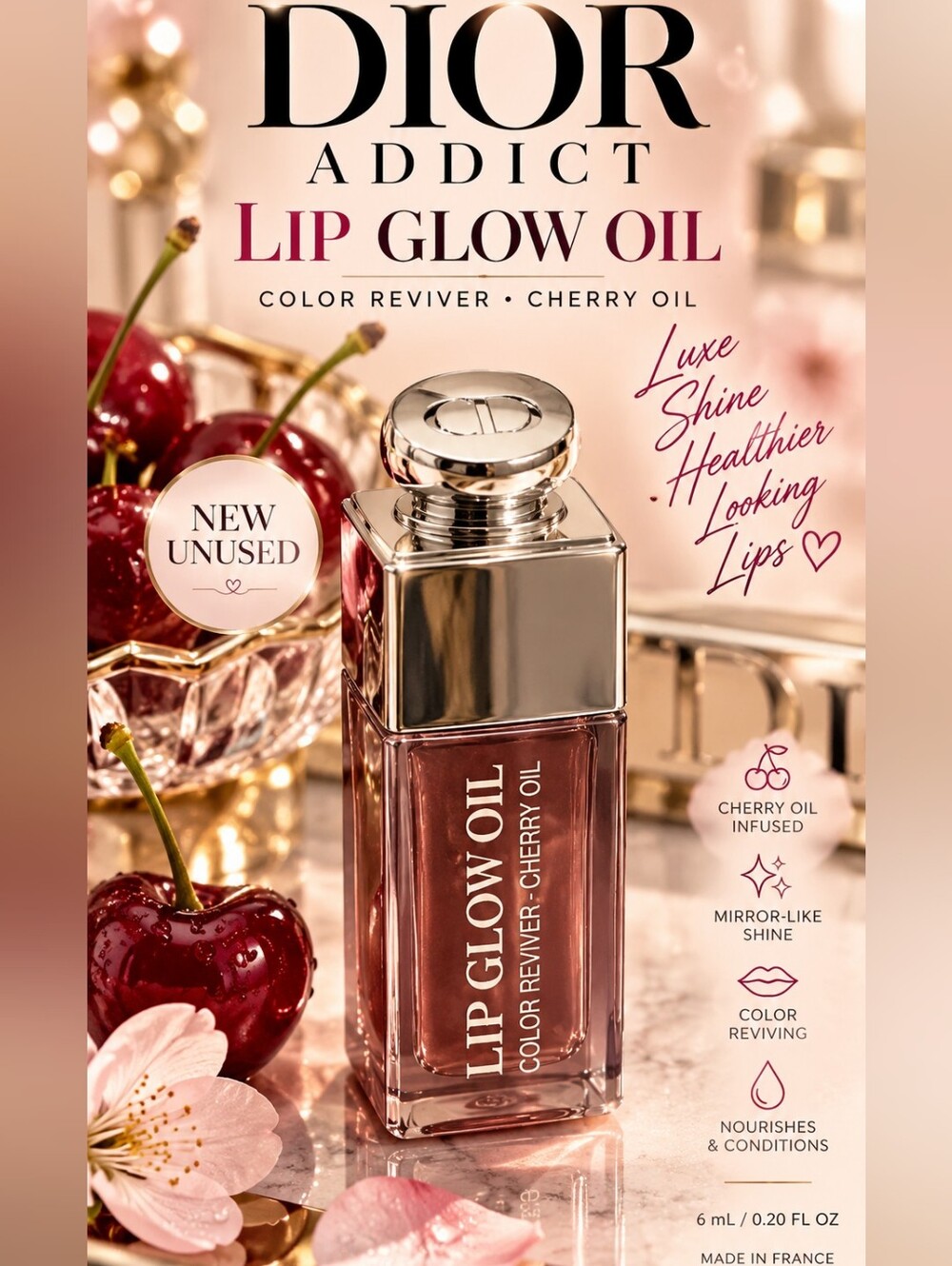NEW Dior Addict Lip Glow Oil 062 Color Reviver Cherry Oil